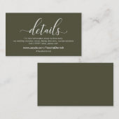 Carte D'accompagnement Détails mariage, Thème vert olive moderne (Devant / Derrière)