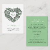 Carte D'accompagnement détails mariage tulipes blanches bouquet monogramm (Devant / Derrière)