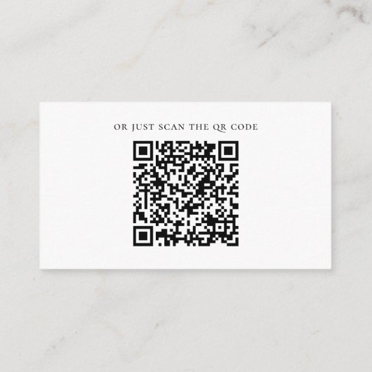 Carte D'accompagnement Détails mariages simples en noir et blanc + Code Q (Dos)