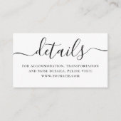 Carte D'accompagnement Détails mariages simples en noir et blanc + Code Q (Devant)