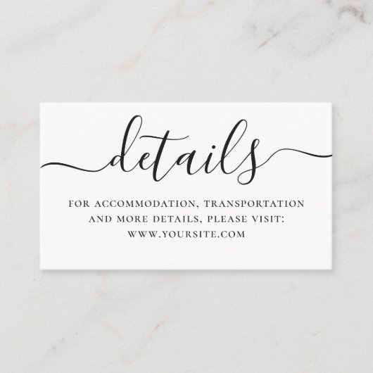 Carte D'accompagnement Détails mariages simples en noir et blanc + Code Q (Devant)