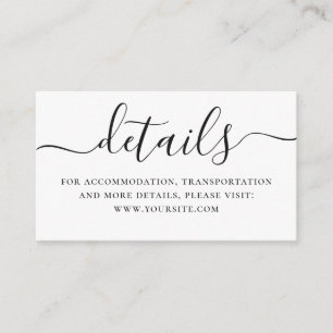 Carte D'accompagnement Détails mariages simples en noir et blanc + Code Q