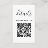 Carte D'accompagnement Détails mariages simples en noir et blanc + Code Q (Devant)
