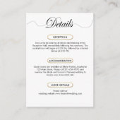 Carte D'accompagnement Détails minimaliste moderne Mariage Script élégant (Devant)