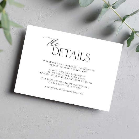 Carte D'accompagnement Détails minimalistes de mariage de script simple e