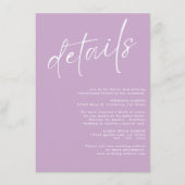 Carte D'accompagnement Détails minimalistes de mariage Lavender simple (Devant)