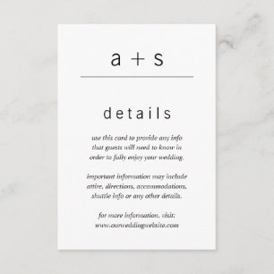 Carte D'accompagnement Détails minimalistes du Mariage de monogramme noir