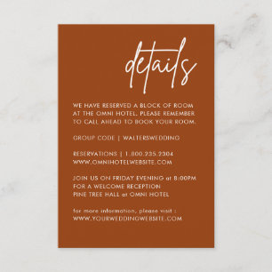 Carte D'accompagnement Détails minimalistes du Mariage en terre cuite