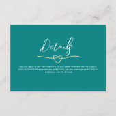 Carte D'accompagnement Détails minimalistes du Mariage Turquoise (Devant)