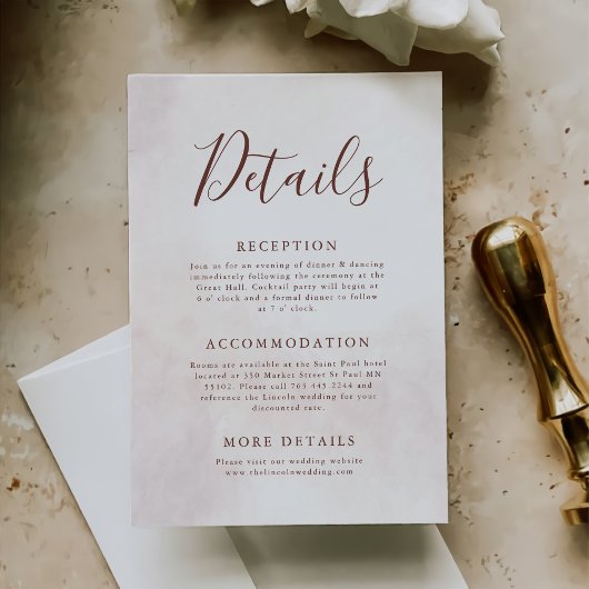 Carte D'accompagnement Détails minimalistes modernes de mariage élégant