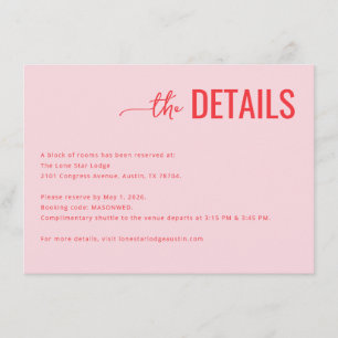 Carte D'accompagnement Détails minimalistes roses élégants