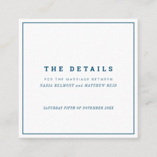 Carte D'accompagnement Détails minimaux de mariage de carré blanc de
