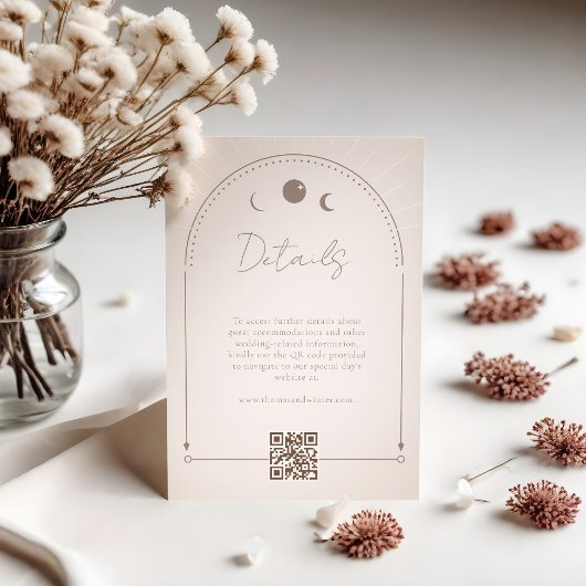 Carte D'accompagnement Détails minimaux du code QR Mariage céleste