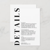 Carte D'accompagnement Détails minimaux du Mariage (Devant / Derrière)