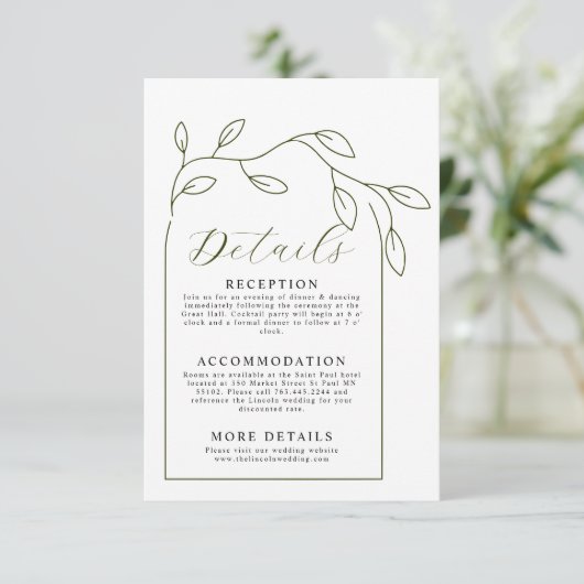 Carte D'accompagnement Détails minimaux du Mariage d'arc de script (Debout devant)