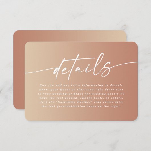 Carte D'accompagnement Détails minimaux du Mariage de façade en argile et (Devant / Derrière)