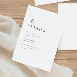 Carte D'accompagnement Détails minimaux du Mariage de script manuscrit