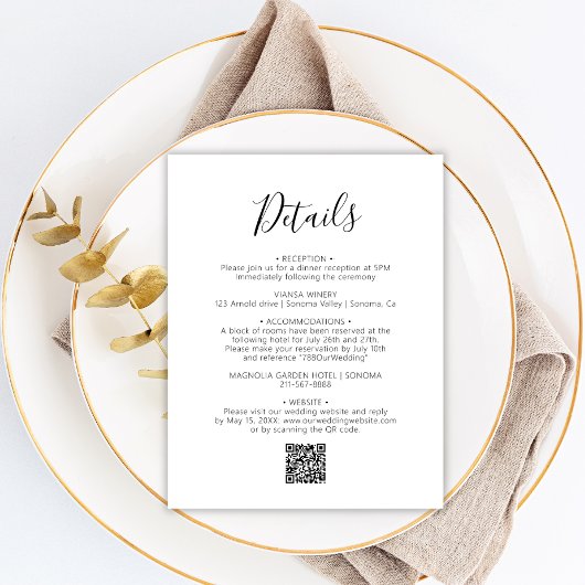 Carte D'accompagnement Détails minimaux du Mariage de script moderne
