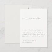 Carte D'accompagnement Détails minimaux du Mariage de typographie noir et (Devant / Derrière)