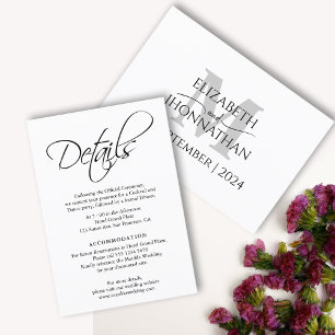 Carte D'accompagnement Détails minimaux du Mariage Monogramme