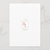 Carte D'accompagnement Détails minimaux du Mariage Monogramme vert corail (Dos)