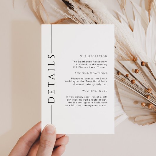 Carte D'accompagnement Détails minimaux du Mariage noir et blanc Insérer