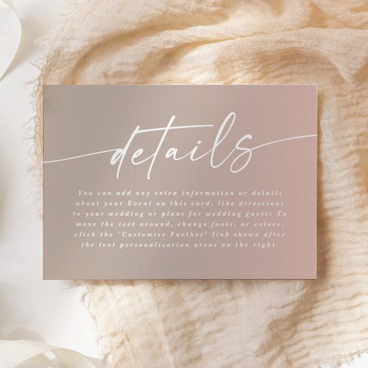Carte D'accompagnement Détails minimaux du Mariage Ombre Fade Blush & Bei