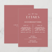 Carte D'accompagnement Détails minimaux du Mariage simples + propres (Devant / Derrière)