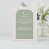 Carte D'accompagnement Détails minimaux du Mariage vert élégant (Debout devant)