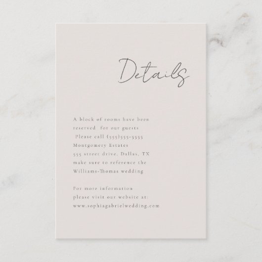 Carte D'accompagnement Détails minimaux du script (Devant)