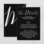 Carte D'accompagnement Détails minimaux sur le Mariage noir blanc (Devant / Derrière)