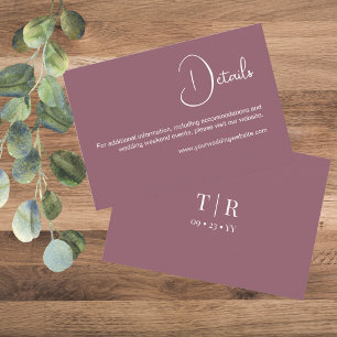 Carte D'accompagnement Détails minimaux sur le Mariage rose poussiéreux