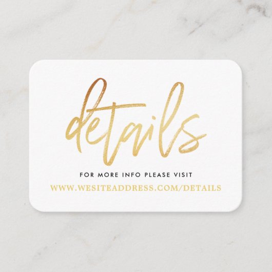 Carte D'accompagnement Détails modernes du script feuille d'or (Devant)