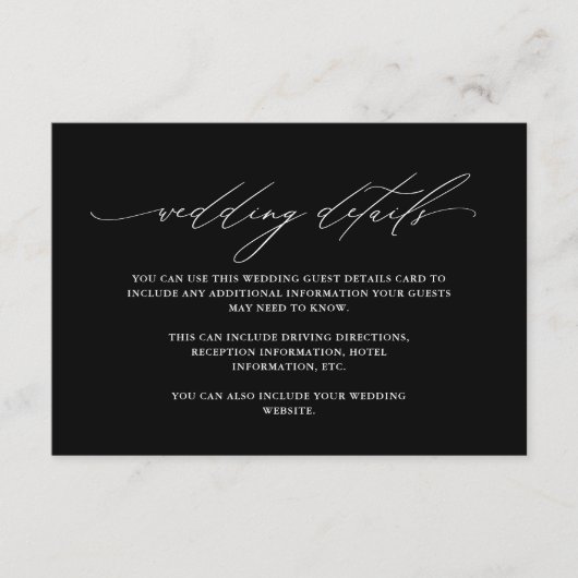 Carte D'accompagnement Détails noir et blanc classique avec calligraphie (Devant)