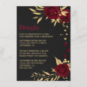 Carte D'accompagnement détails noir floral or bordeaux (Devant)