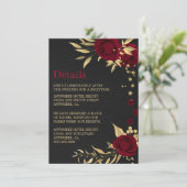 Carte D'accompagnement détails noir floral or bordeaux (Debout devant)
