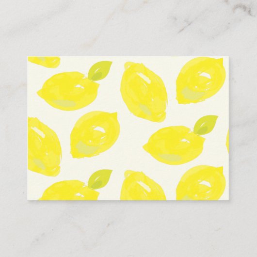 Carte D'accompagnement Détails peints à la main Citron & à carreaux roses (Dos)