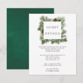 Carte D'accompagnement Détails pour invités de mariage aux pins aquarelle (Devant / Derrière)