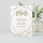 Carte D'accompagnement Détails pour invités en marbre et cuivre géométriq (Debout devant)