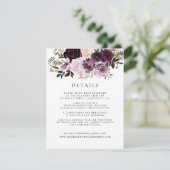 Carte D'accompagnement Détails pour les invités de fleurs mauves roses et (Debout devant)