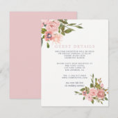 Carte D'accompagnement Détails pour les invités de mariage aux roses en a (Devant / Derrière)
