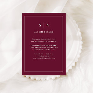 Carte D'accompagnement Détails pour les invités de mariage avec bordure c