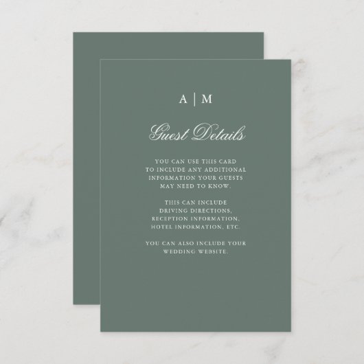 Carte D'accompagnement Détails pour les invités de mariage | Forêt d'hive (Devant / Derrière)