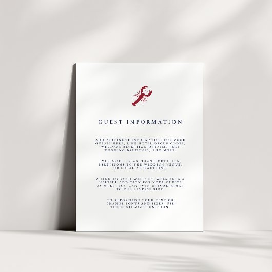 Carte D'accompagnement Détails pour les invités de mariage sur le thème d