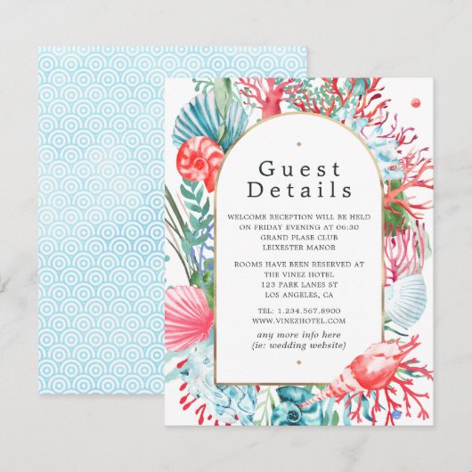 Carte D'accompagnement Détails pour les invités d'un mariage estival sur  (Devant / Derrière)