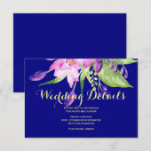 Carte D'accompagnement Détails pour les invités d'un mariage floral d'été (Devant / Derrière)