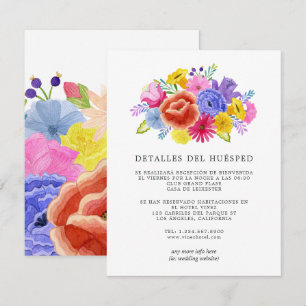 Carte D'accompagnement Détails pour les invités d'un mariage Floral Spani