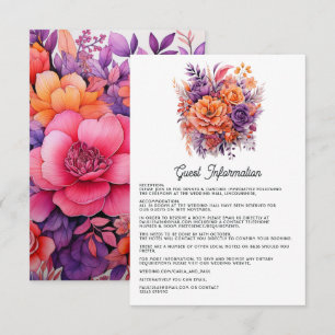 Carte D'accompagnement Détails pour les invités Mandarine, Rose Chaud et