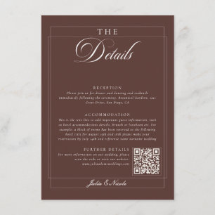 Carte D'accompagnement Détails QR Calligraphie Marron Choco Classique Ivo