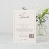 Carte D'accompagnement Détails QR de calligraphie marron choco classique  (Debout devant)